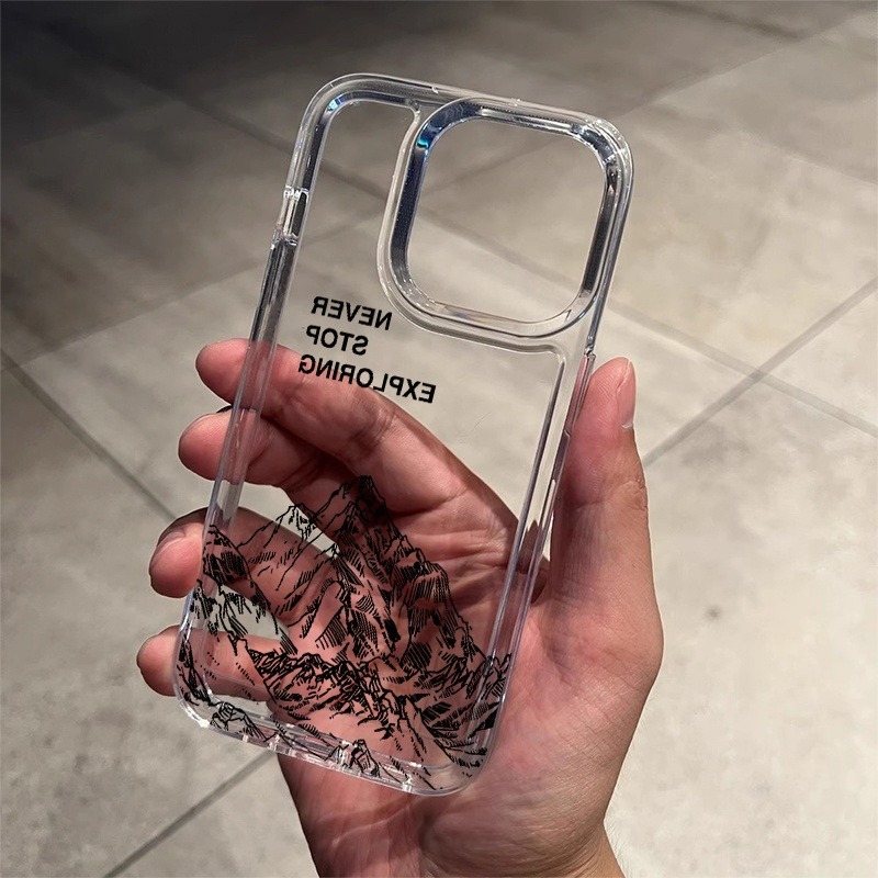 Apple Iphone 15 Pro Max - Casing HP Seni Garis Gunung Never