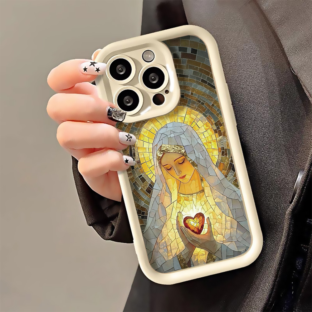 Apple Iphone 15 Pro Max - Casing Telepon Gaya Kaca Patri Gereja